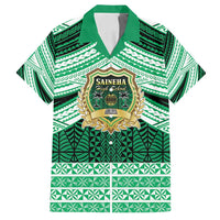 Personalised Tonga Saineha High School Family Matching Off Shoulder Maxi Dress and Hawaiian Shirt Polynesian Ngatu Tribal LT9 Dad's Shirt - Short Sleeve Green - Polynesian Pride