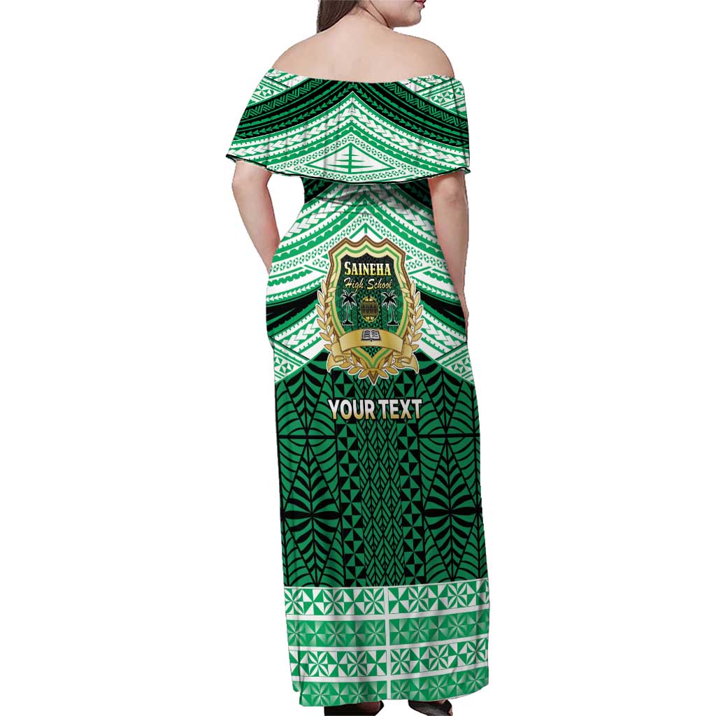 Personalised Tonga Saineha High School Family Matching Off Shoulder Maxi Dress and Hawaiian Shirt Polynesian Ngatu Tribal LT9 - Polynesian Pride
