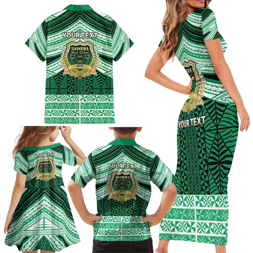 Personalised Tonga Saineha High School Family Matching Short Sleeve Bodycon Dress and Hawaiian Shirt Polynesian Ngatu Tribal LT9 - Polynesian Pride