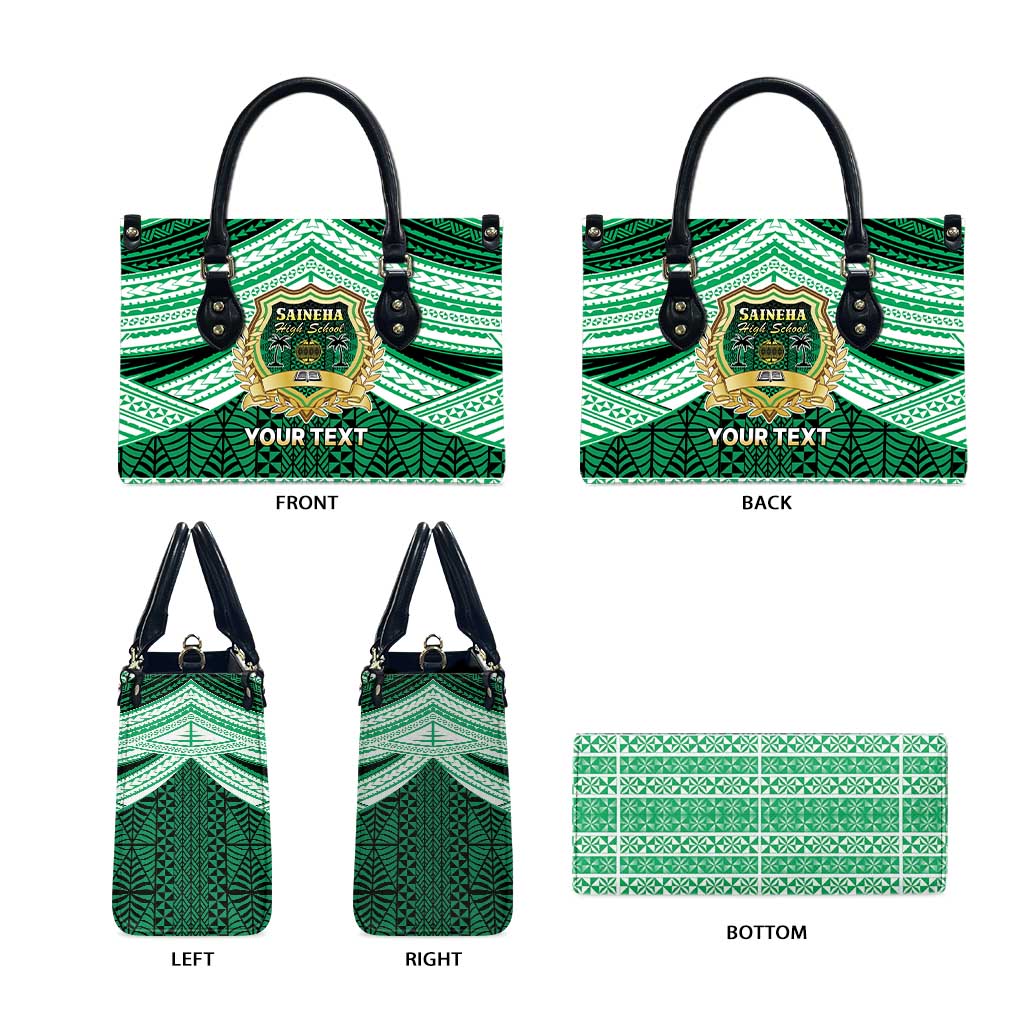 Personalised Tonga Saineha High School Leather Bag Polynesian Ngatu Tribal - Polynesian Pride
