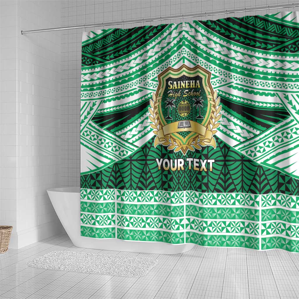 Personalised Tonga Saineha High School Shower Curtain Polynesian Ngatu Tribal