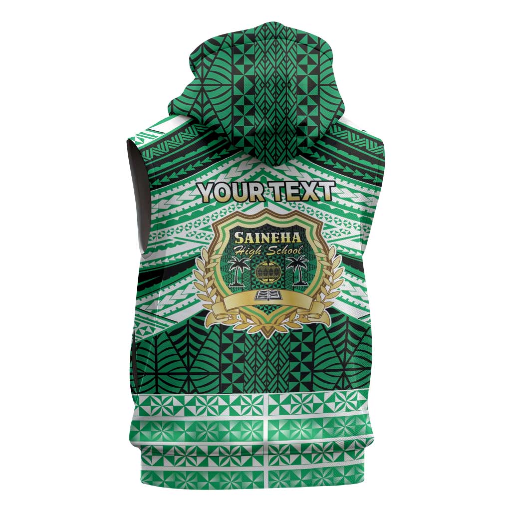 Personalised Tonga Saineha High School Sleeveless Hoodie Polynesian Ngatu Tribal - Polynesian Pride