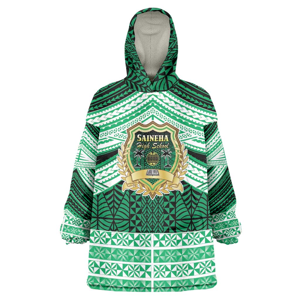 Personalised Tonga Saineha High School Wearable Blanket Hoodie Polynesian Ngatu Tribal