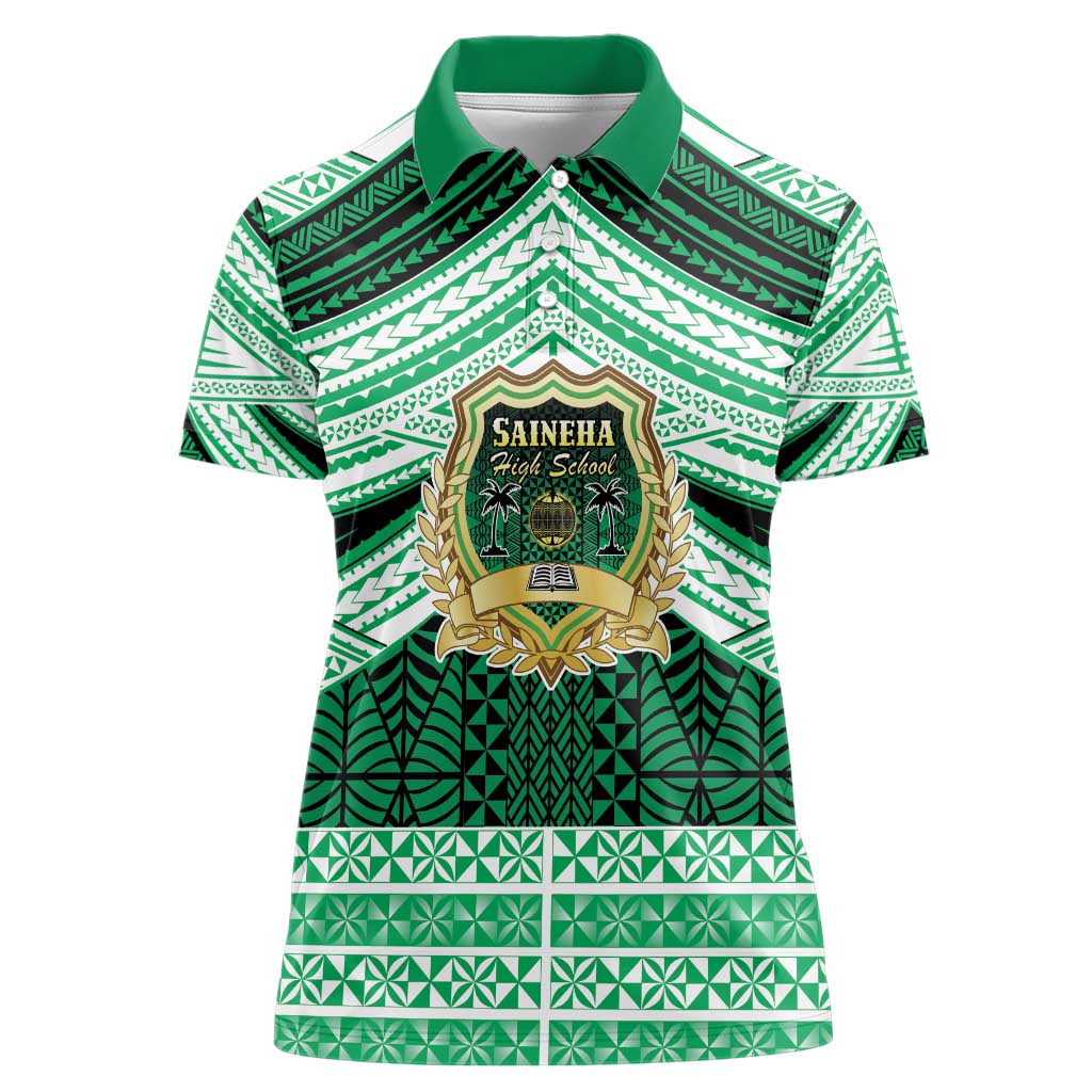 Personalised Tonga Saineha High School Women Polo Shirt Polynesian Ngatu Tribal