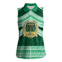 Personalised Tonga Saineha High School Women Sleeveless Polo Shirt Polynesian Ngatu Tribal