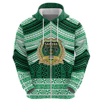 Personalised Tonga Saineha High School Zip Hoodie Polynesian Ngatu Tribal