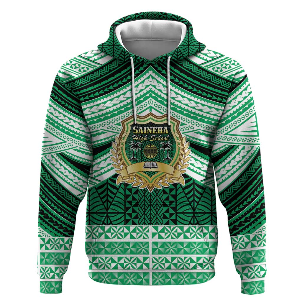 Personalised Tonga Saineha High School Zip Hoodie Polynesian Ngatu Tribal