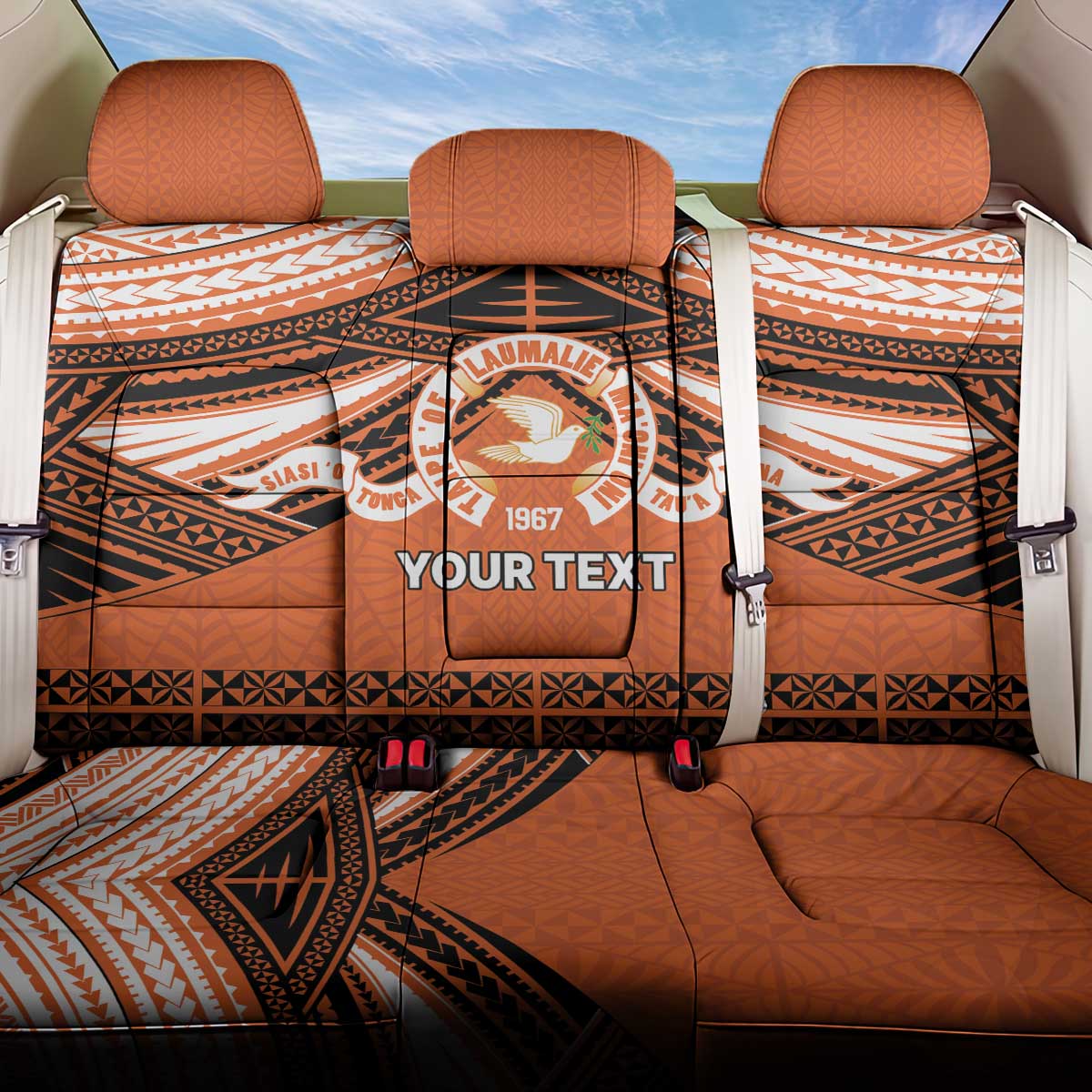 Personalised Tonga Tailulu College Back Car Seat Cover Polynesian Ngatu Tribal