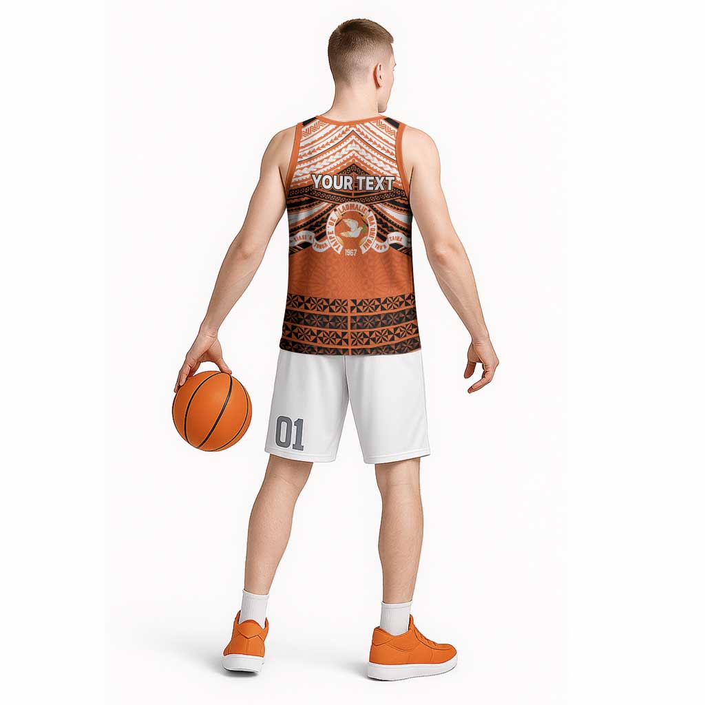 Personalised Tonga Tailulu College Basketball Jersey Polynesian Ngatu Tribal - Polynesian Pride