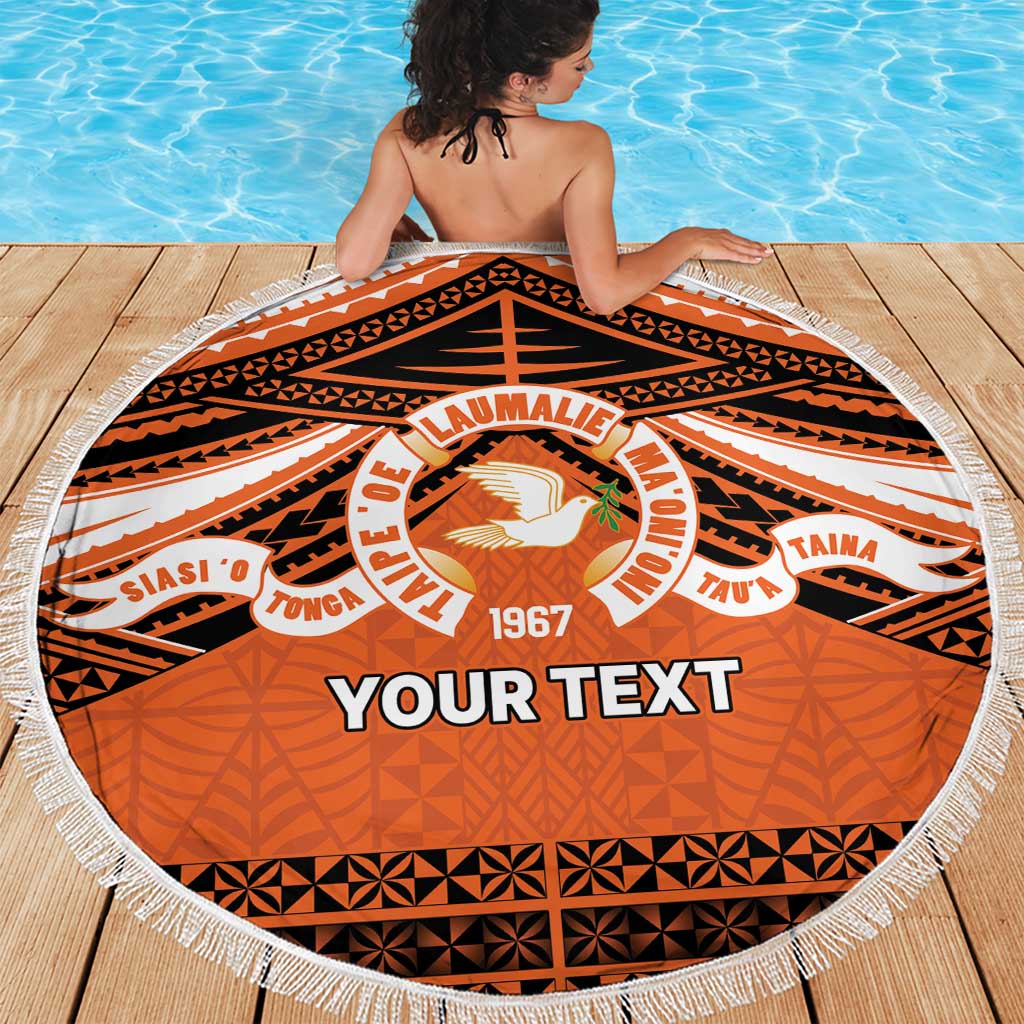 Personalised Tonga Tailulu College Beach Blanket Polynesian Ngatu Tribal