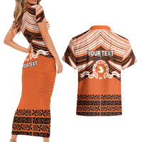 Personalised Tonga Tailulu College Couples Matching Short Sleeve Bodycon Dress and Hawaiian Shirt Polynesian Ngatu Tribal LT9 - Polynesian Pride