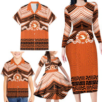 Personalised Tonga Tailulu College Family Matching Long Sleeve Bodycon Dress and Hawaiian Shirt Polynesian Ngatu Tribal LT9 - Polynesian Pride
