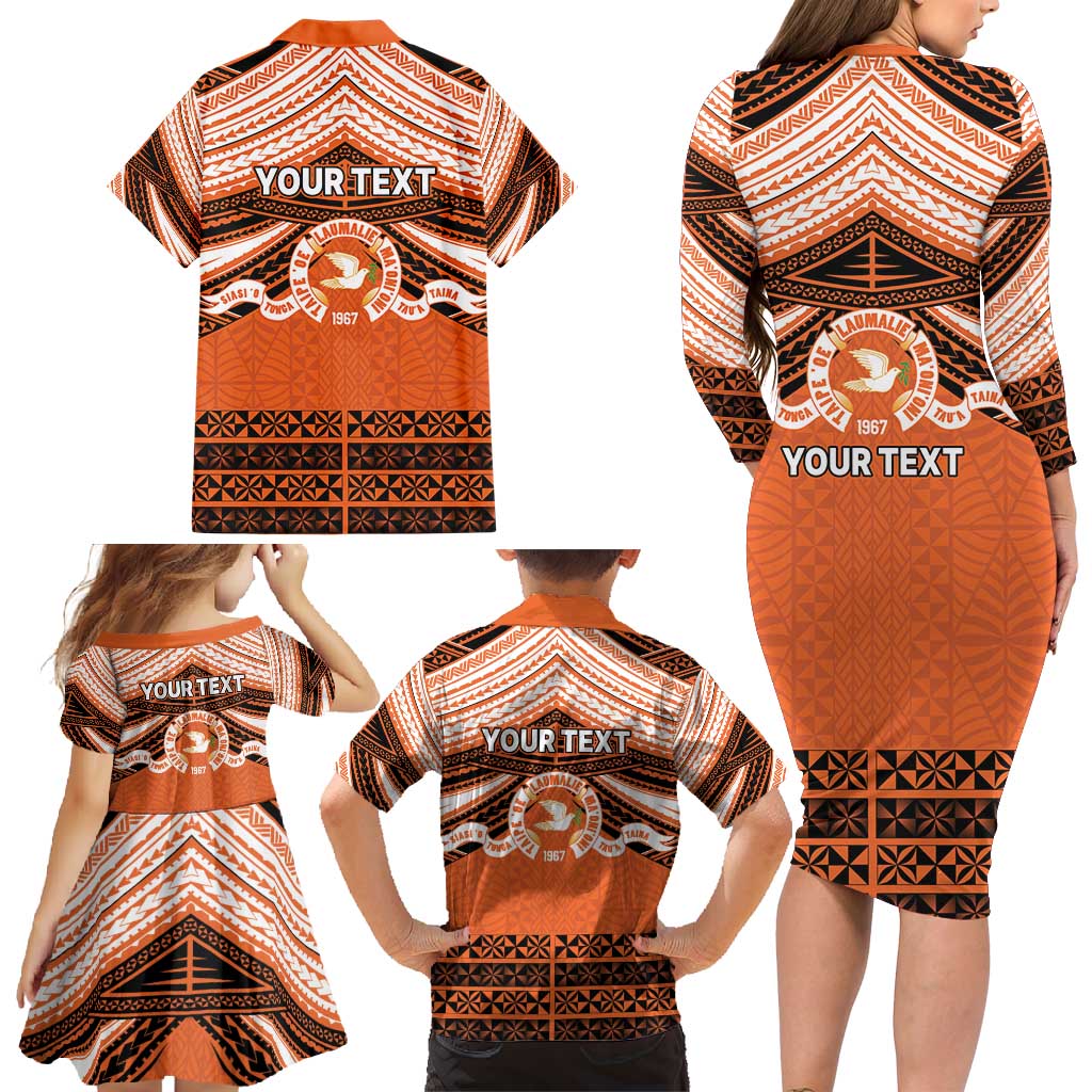 Personalised Tonga Tailulu College Family Matching Long Sleeve Bodycon Dress and Hawaiian Shirt Polynesian Ngatu Tribal LT9 - Polynesian Pride