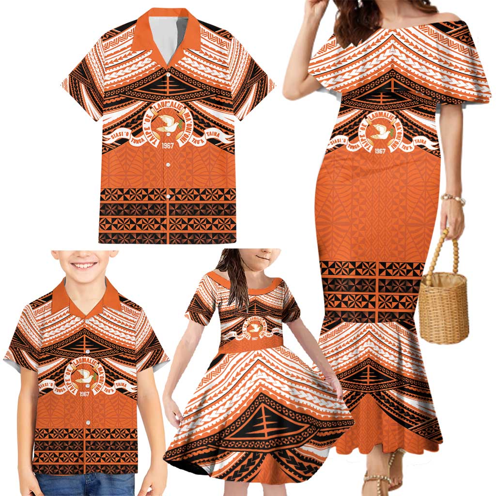 Personalised Tonga Tailulu College Family Matching Mermaid Dress and Hawaiian Shirt Polynesian Ngatu Tribal LT9 - Polynesian Pride