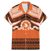 Personalised Tonga Tailulu College Family Matching Mermaid Dress and Hawaiian Shirt Polynesian Ngatu Tribal LT9 Dad's Shirt - Short Sleeve Orange - Polynesian Pride