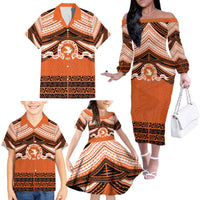 Personalised Tonga Tailulu College Family Matching Off The Shoulder Long Sleeve Dress and Hawaiian Shirt Polynesian Ngatu Tribal LT9 - Polynesian Pride