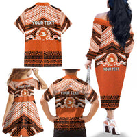 Personalised Tonga Tailulu College Family Matching Off The Shoulder Long Sleeve Dress and Hawaiian Shirt Polynesian Ngatu Tribal LT9 - Polynesian Pride