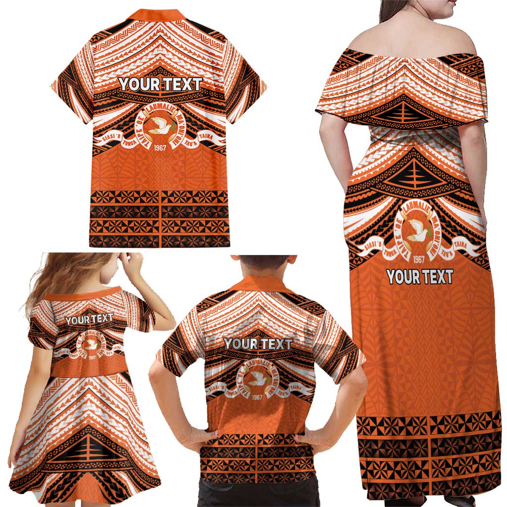 Personalised Tonga Tailulu College Family Matching Off Shoulder Maxi Dress and Hawaiian Shirt Polynesian Ngatu Tribal LT9 - Polynesian Pride