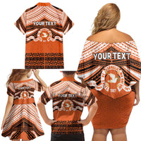 Personalised Tonga Tailulu College Family Matching Off Shoulder Short Dress and Hawaiian Shirt Polynesian Ngatu Tribal LT9 - Polynesian Pride