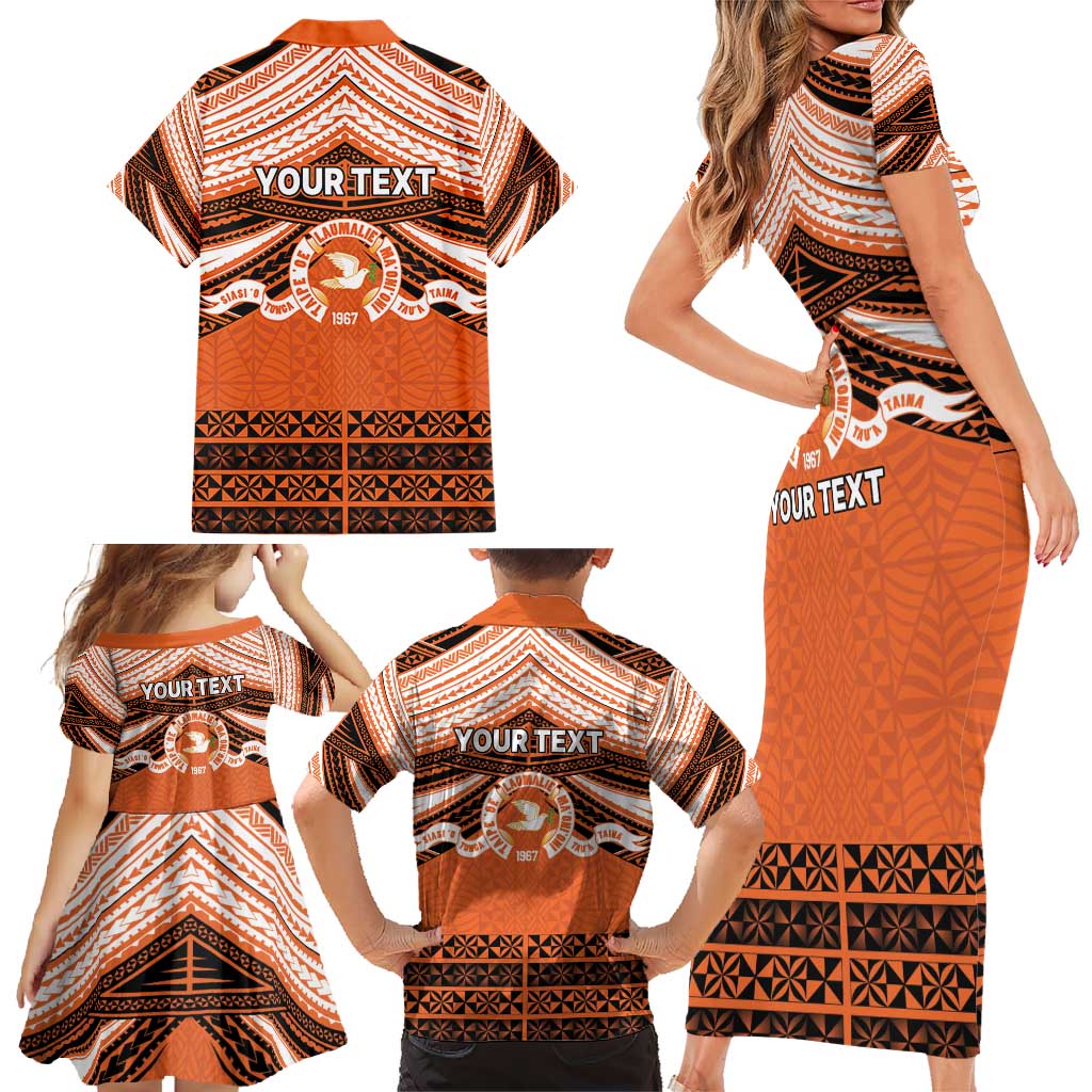 Personalised Tonga Tailulu College Family Matching Short Sleeve Bodycon Dress and Hawaiian Shirt Polynesian Ngatu Tribal LT9 - Polynesian Pride