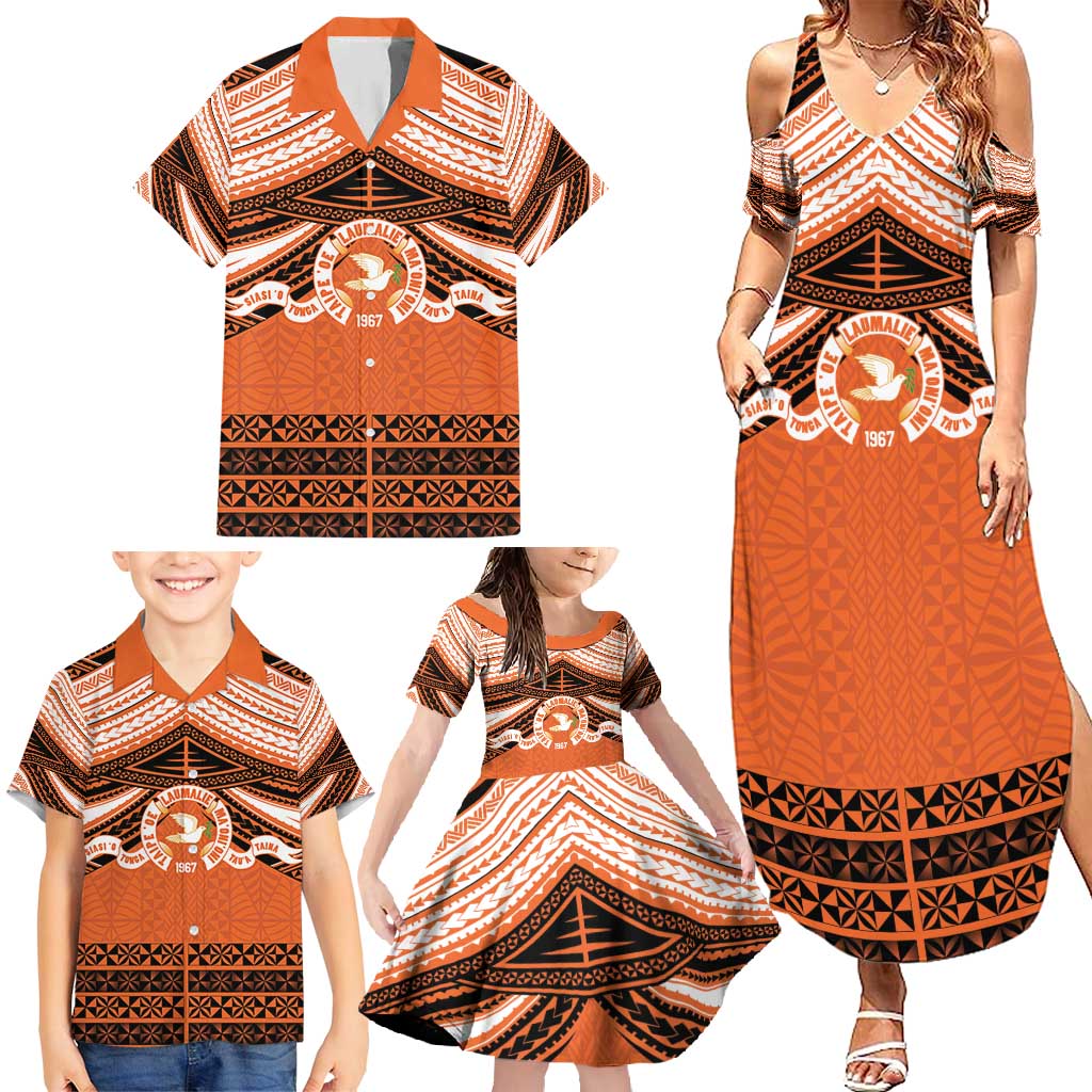 Personalised Tonga Tailulu College Family Matching Summer Maxi Dress and Hawaiian Shirt Polynesian Ngatu Tribal LT9 - Polynesian Pride
