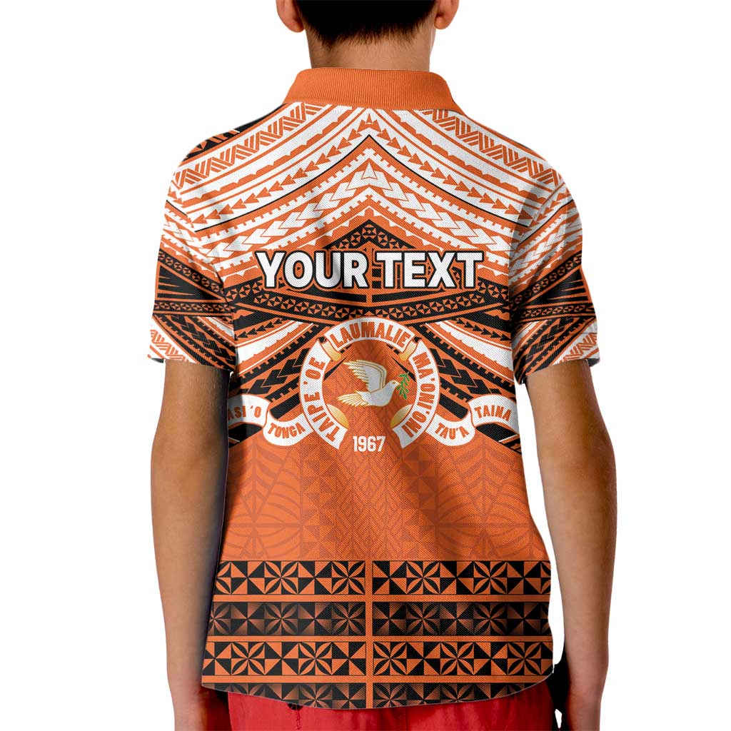 Personalised Tonga Tailulu College Kid Polo Shirt Polynesian Ngatu Tribal