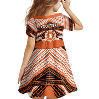 Personalised Tonga Tailulu College Kid Short Sleeve Dress Polynesian Ngatu Tribal