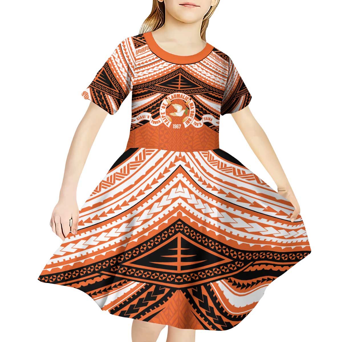 Personalised Tonga Tailulu College Kid Short Sleeve Dress Polynesian Ngatu Tribal