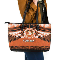 Personalised Tonga Tailulu College Leather Tote Bag Polynesian Ngatu Tribal