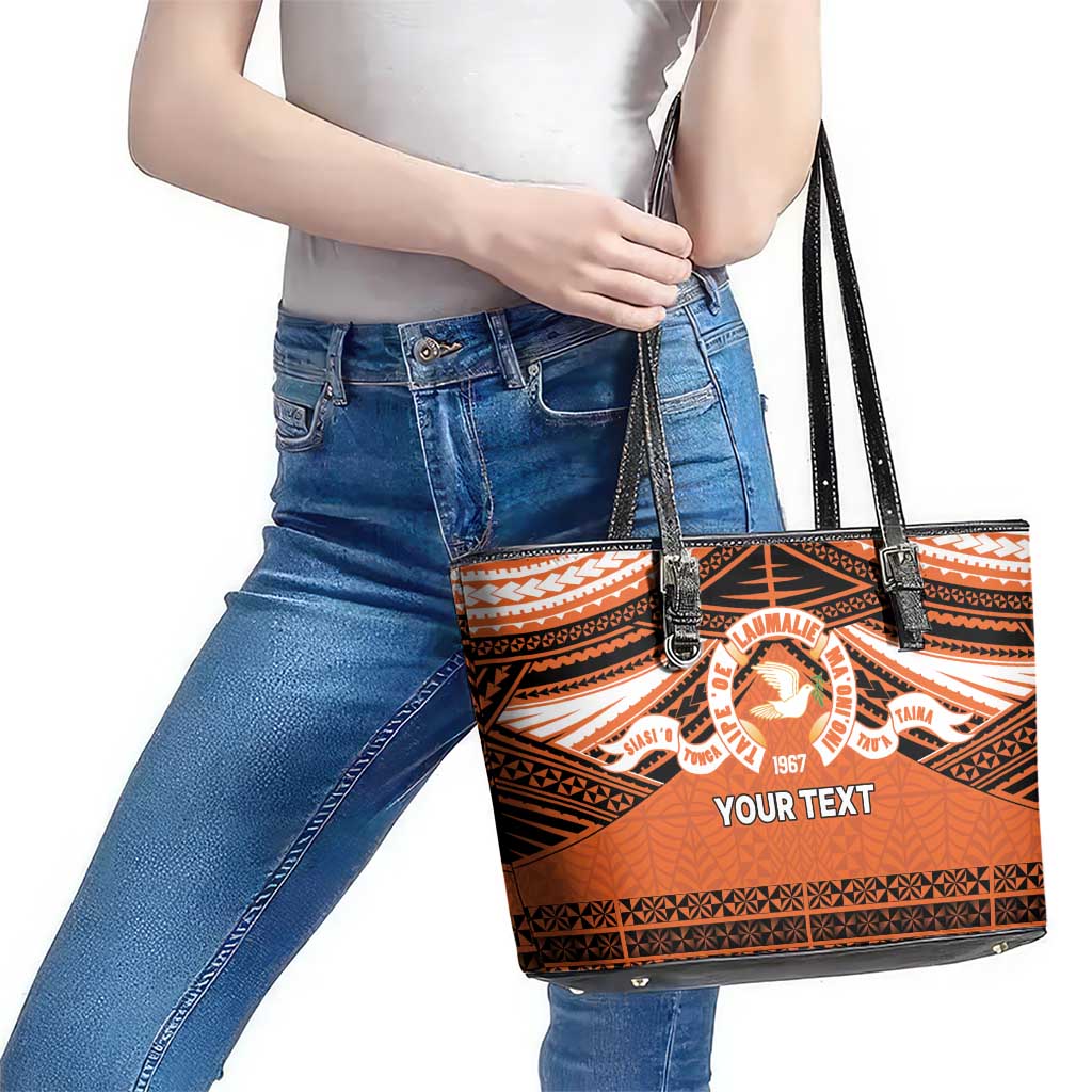 Personalised Tonga Tailulu College Leather Tote Bag Polynesian Ngatu Tribal