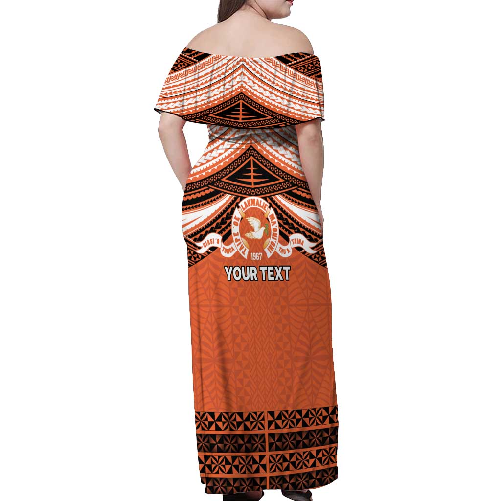 Personalised Tonga Tailulu College Off Shoulder Maxi Dress Polynesian Ngatu Tribal