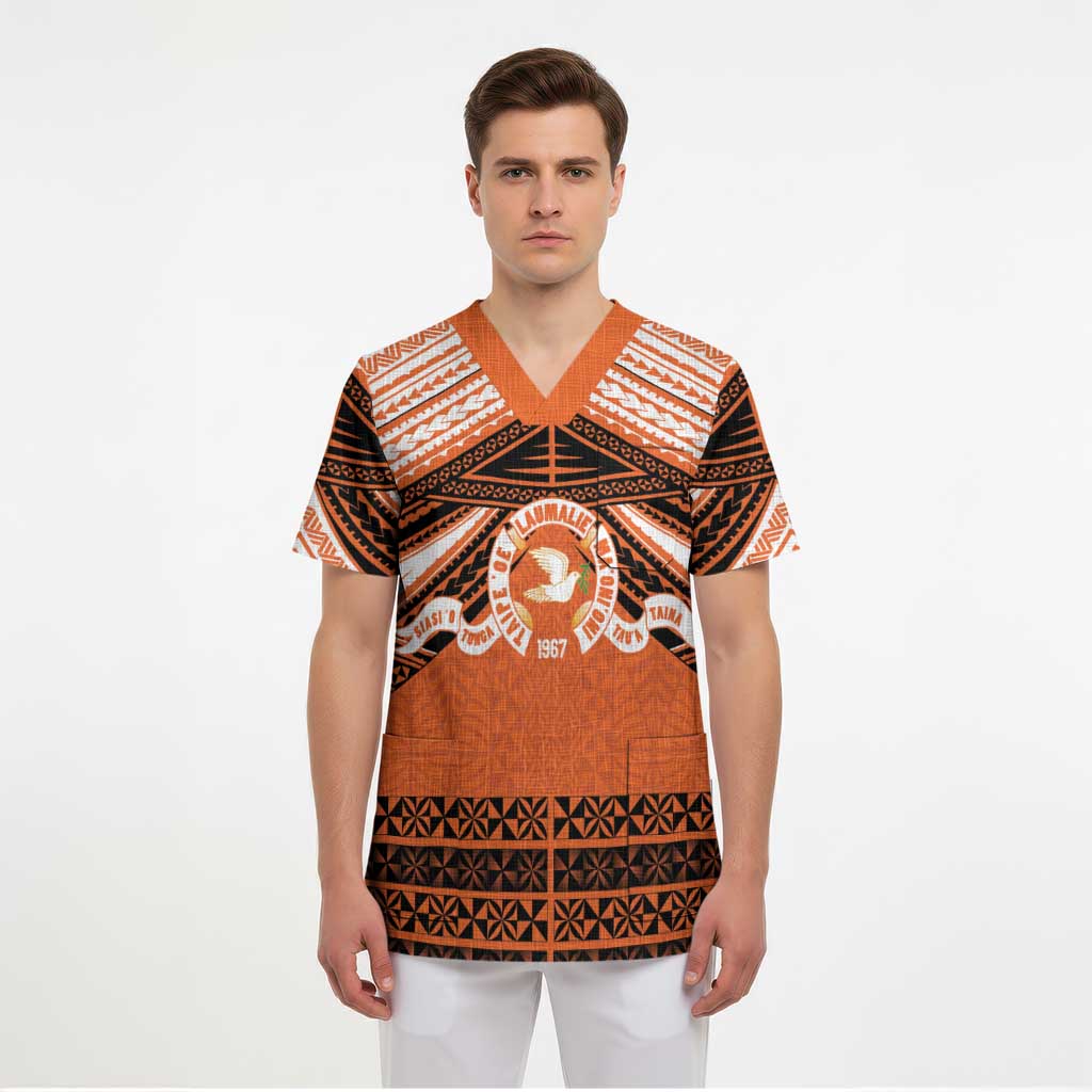 Personalised Tonga Tailulu College Scrub Top Polynesian Ngatu Tribal - Polynesian Pride