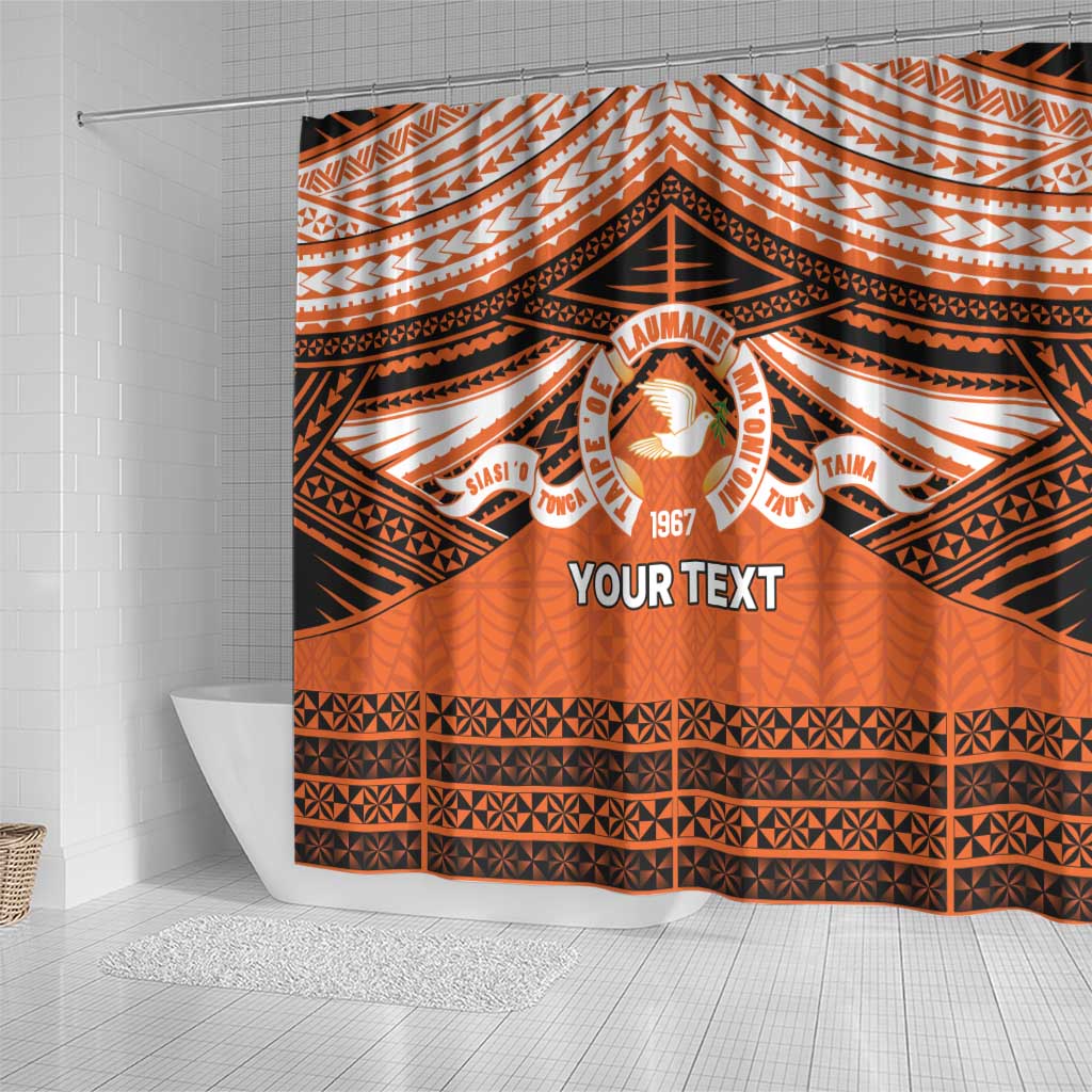Personalised Tonga Tailulu College Shower Curtain Polynesian Ngatu Tribal