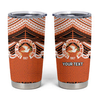 Personalised Tonga Tailulu College Tumbler Cup Polynesian Ngatu Tribal