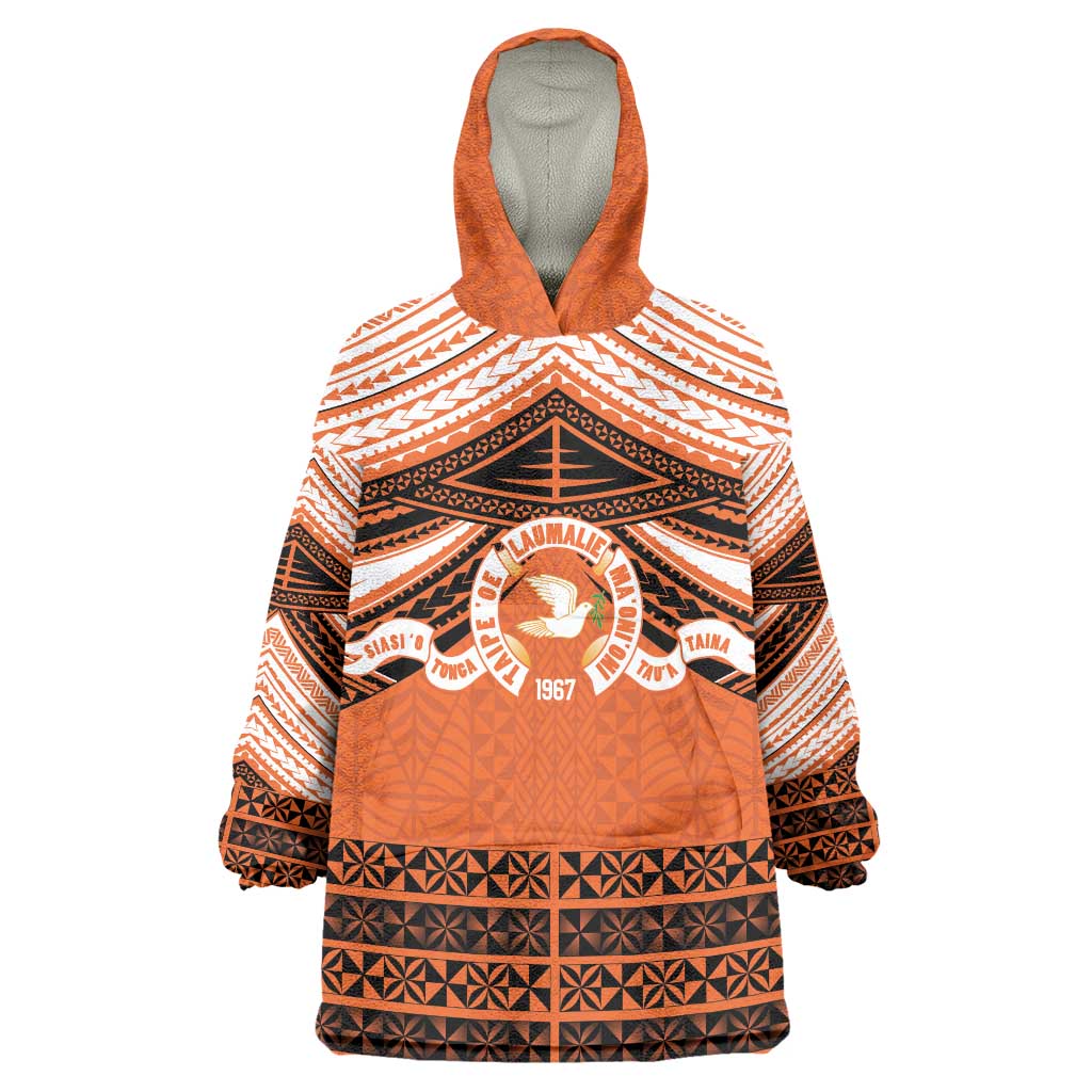 Personalised Tonga Tailulu College Wearable Blanket Hoodie Polynesian Ngatu Tribal