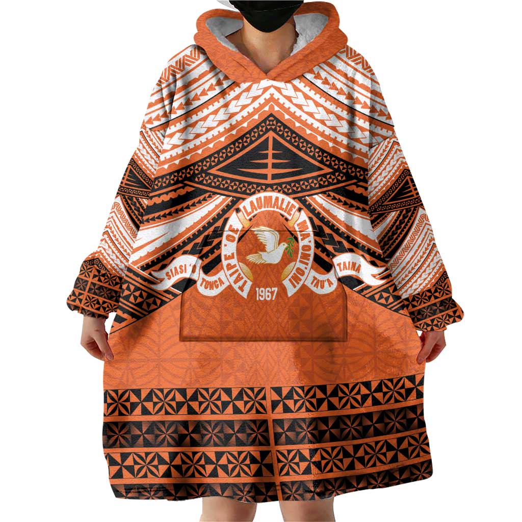 Personalised Tonga Tailulu College Wearable Blanket Hoodie Polynesian Ngatu Tribal