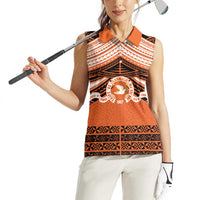 Personalised Tonga Tailulu College Women Sleeveless Polo Shirt Polynesian Ngatu Tribal