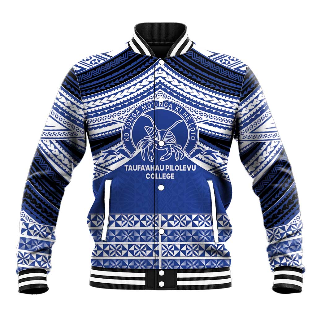 Personalised Tonga Taufa'ahau Pilolevu College Baseball Jacket Polynesian Ngatu Tribal