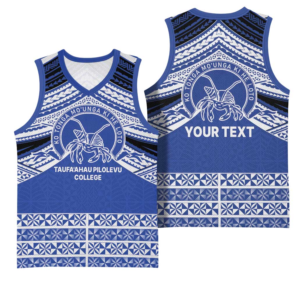 Personalised Tonga Taufa'ahau Pilolevu College Basketball Jersey Polynesian Ngatu Tribal - Polynesian Pride