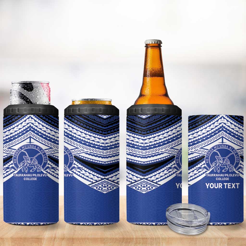 Personalised Tonga Taufa'ahau Pilolevu College 4 in 1 Can Cooler Tumbler Polynesian Ngatu Tribal