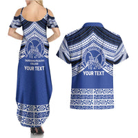 Personalised Tonga Taufa'ahau Pilolevu College Couples Matching Summer Maxi Dress and Hawaiian Shirt Polynesian Ngatu Tribal LT9 - Polynesian Pride