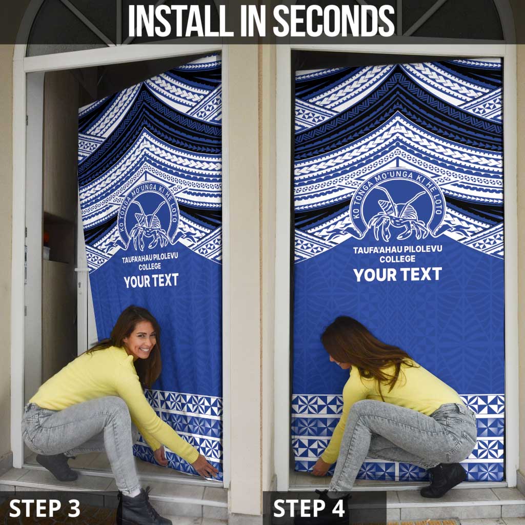 Personalised Tonga Taufa'ahau Pilolevu College Door Cover Polynesian Ngatu Tribal - Polynesian Pride