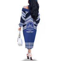 Personalised Tonga Taufa'ahau Pilolevu College Family Matching Off The Shoulder Long Sleeve Dress and Hawaiian Shirt Polynesian Ngatu Tribal LT9 - Polynesian Pride