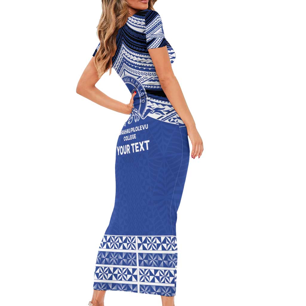 Personalised Tonga Taufa'ahau Pilolevu College Family Matching Short Sleeve Bodycon Dress and Hawaiian Shirt Polynesian Ngatu Tribal LT9 - Polynesian Pride