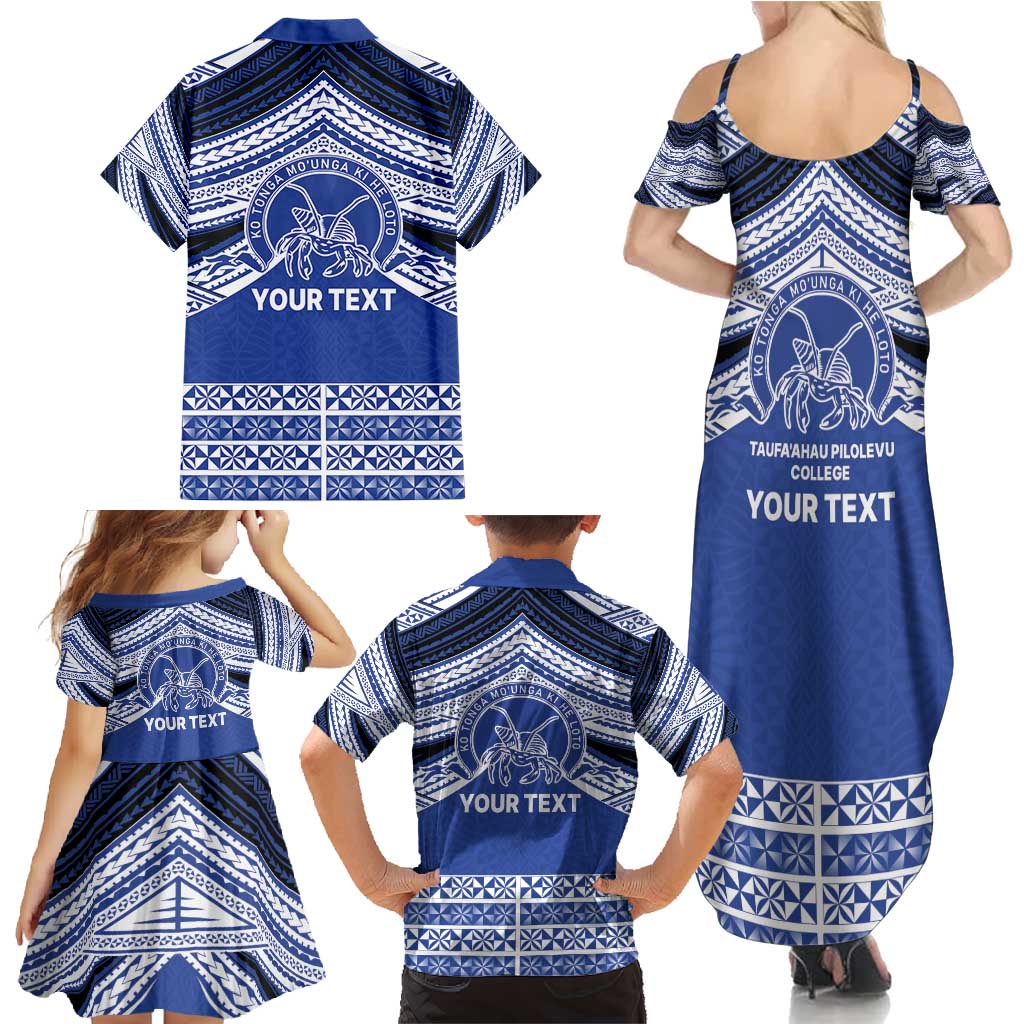 Personalised Tonga Taufa'ahau Pilolevu College Family Matching Summer Maxi Dress and Hawaiian Shirt Polynesian Ngatu Tribal LT9 - Polynesian Pride