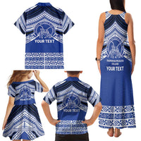 Personalised Tonga Taufa'ahau Pilolevu College Family Matching Tank Maxi Dress and Hawaiian Shirt Polynesian Ngatu Tribal