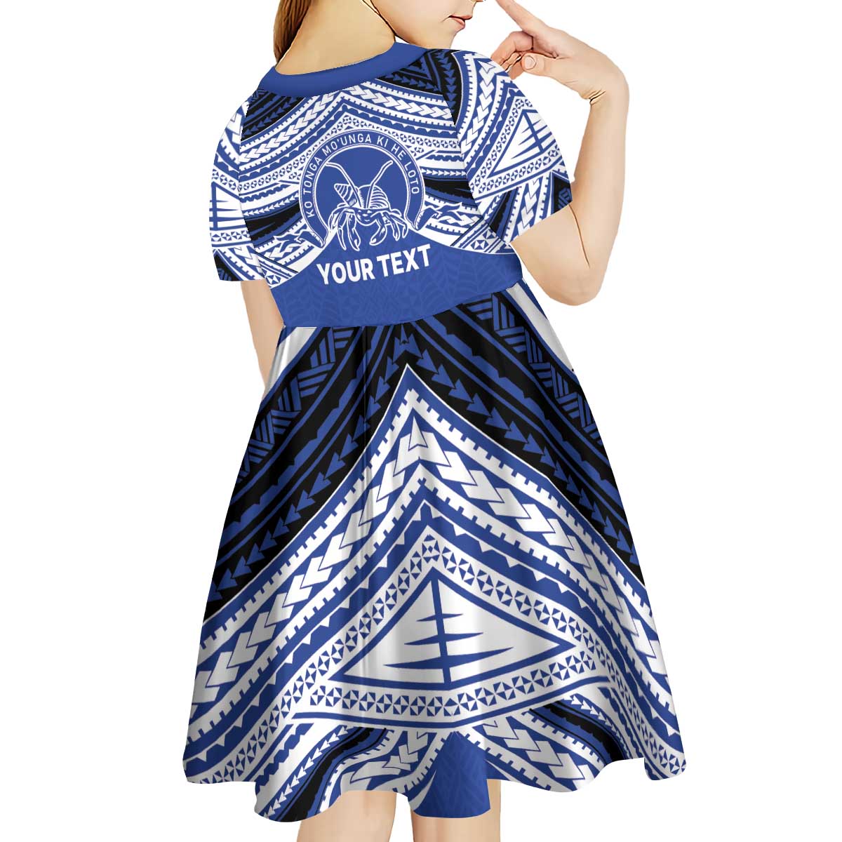 Personalised Tonga Taufa'ahau Pilolevu College Kid Short Sleeve Dress Polynesian Ngatu Tribal