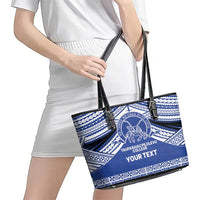 Personalised Tonga Taufa'ahau Pilolevu College Leather Tote Bag Polynesian Ngatu Tribal