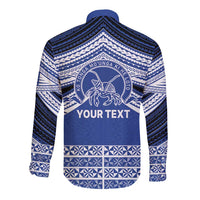 Personalised Tonga Taufa'ahau Pilolevu College Long Sleeve Button Shirt Polynesian Ngatu Tribal