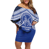 Personalised Tonga Taufa'ahau Pilolevu College Off Shoulder Short Dress Polynesian Ngatu Tribal